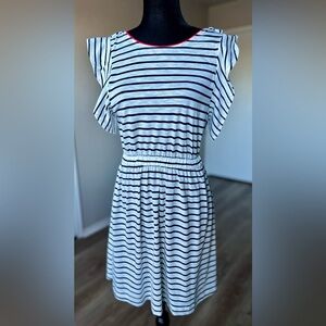 THML Striped Midi Dress with Ruffle Sleeves